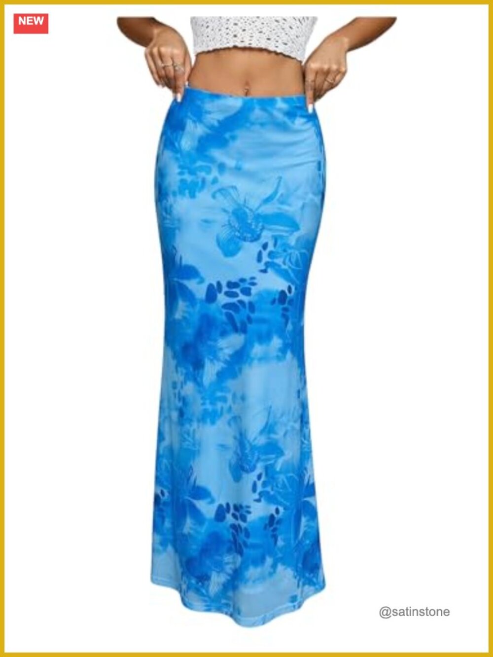 Women's Maxi Skirt Sheer Mesh Floral Bodycon Low Rise Beach Night Out